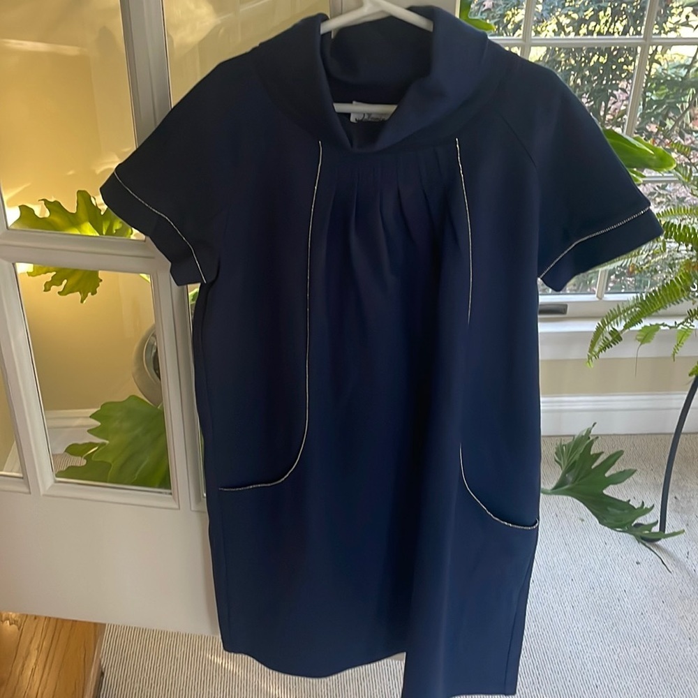🌿Fleurine Navy blue turtle neck shirt-sleeved dress, size 12